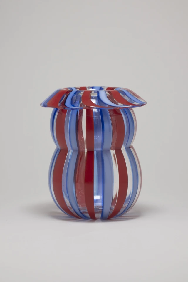 Red and Blue Stripe Vase by Caroline Abbey